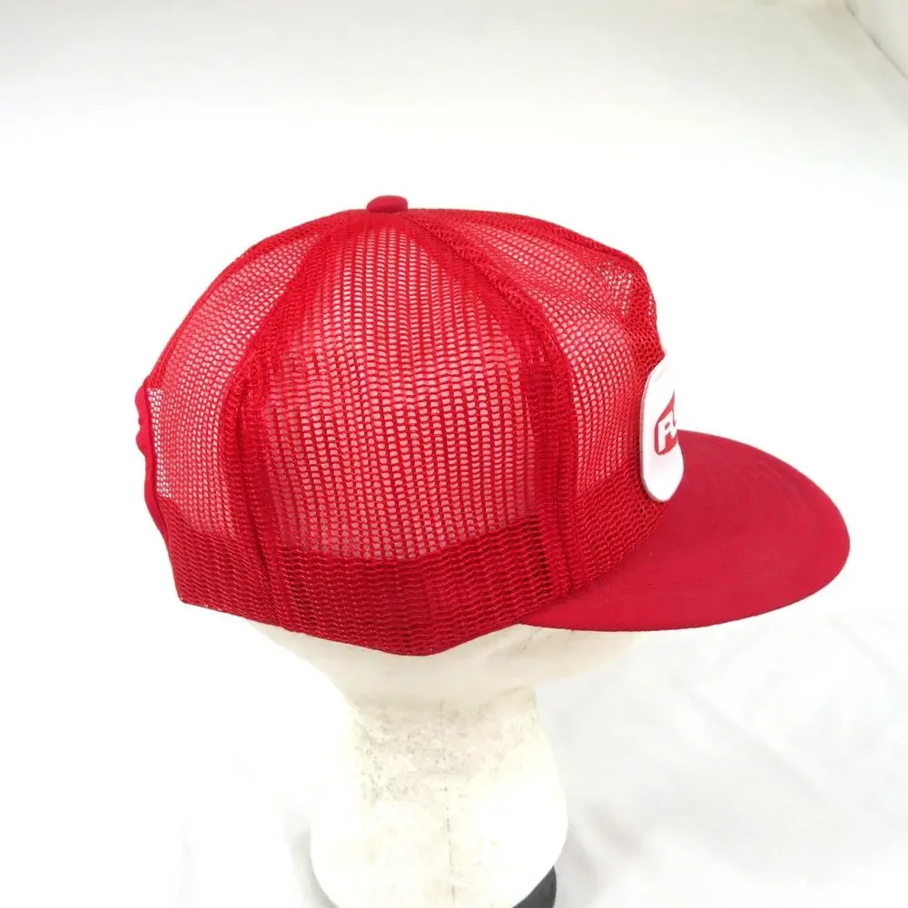 Runnion Trucker Hat Louisville Mfg Cap Red White Made in USA Mesh Snapback 1980s